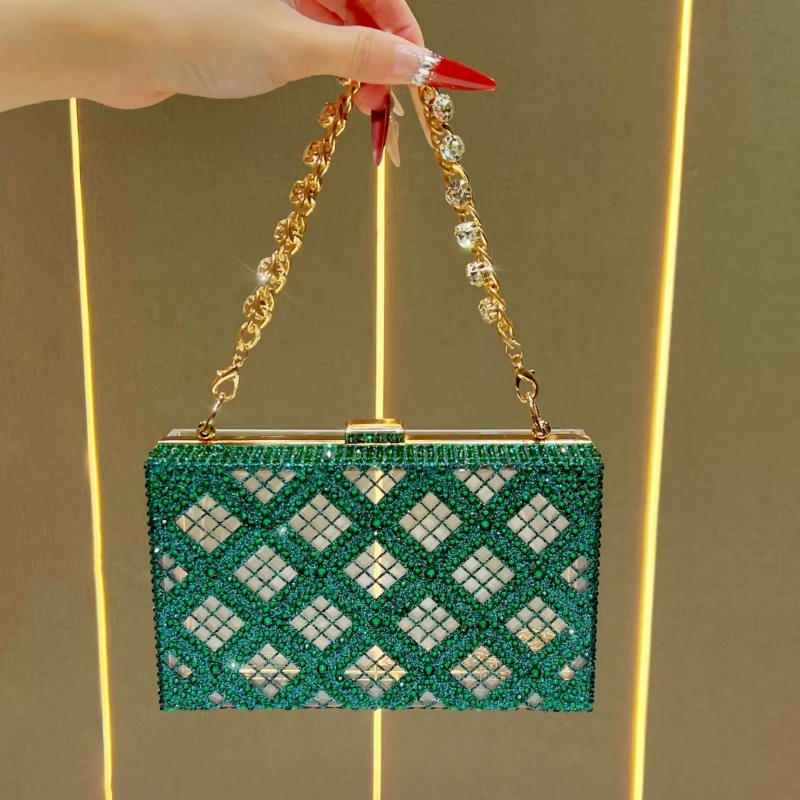 Event Party Box - Elegante Pochette Rigida Verde Smeraldo con
